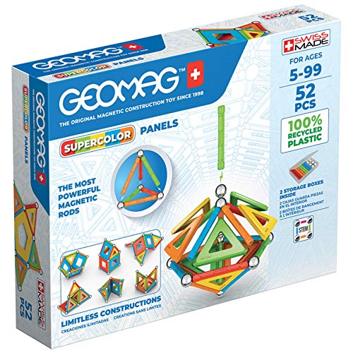Geomag - Supercolor Costruzioni Magnetiche per Bambini, Giocattolo Magnetico Linea Green 100% Plastica Riciclata, 52 Pezzi