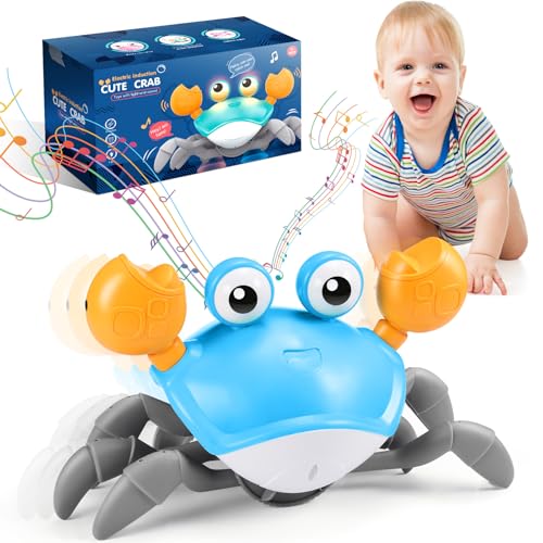 iKidiki Granchio Che Cammina Giocattoli per Bambini 1-4 Anni, Neonato 3-9 Mesi - Tummy Time Giochi Educativi - Regalo