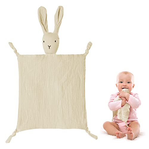 Vicloon Doudou Neonato, Coniglio Pupazzetto Fazzoletto Straccetto Morbido e Traspirante, Coperta Coccole di Sicurezza Conforto Bambini, 31×31cm, Cachi