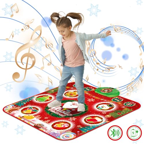 Tappetino da Ballo per Bambini, Tappeto da Ballo Giocattolo con 6 Luci LED, Batteria Ricaricabile, Regali di Natale Tappetino Musicale per Bambina 4 5 6 7 8 9 10+ Anni