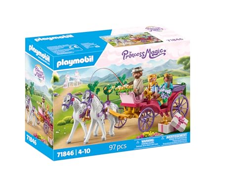 PLAYMOBIL | Princess Magic | Passeggiata in carrozza reale con principessa e principe | Giocattolo della principessa | Giocattolo da favola per bambini dai 4 anni in su | 71846