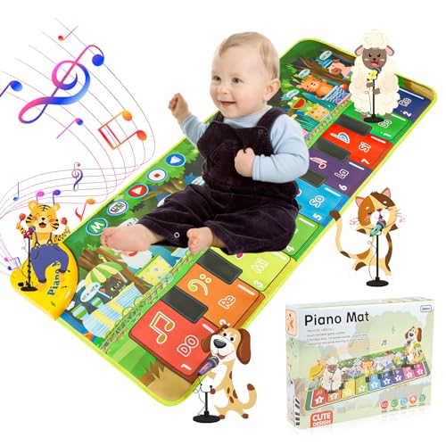 Carehabi Tappeto Gioco Bambini 1 Anno Regalo Bambina 1 Anno Giochi Bambini con 19 Canzoni e 9 Tasti del Pianoforte Giochi Musicali per Ragazze 1 2 3 4 5 6 Regali di Natale
