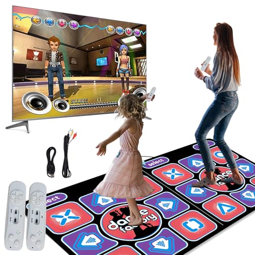 Tappetino da ballo 2 in 1 per TV e PC, con 2 controller di gioco, 100 canzoni e 65 giochi, spessore 11 mm, in PVC antiscivolo, per fitness, danza, yoga e feste in famiglia, ideale per bambini