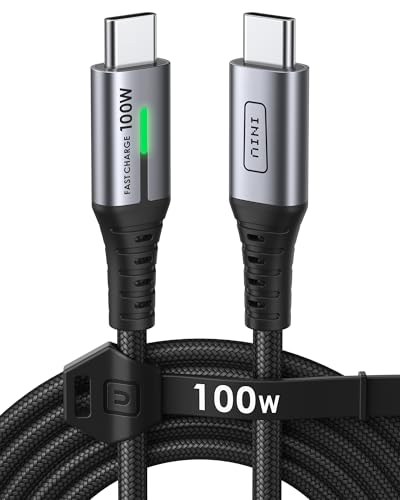 INIU Cavo USB C USB C 100W, 2m Cavo USB Type-C PD 5A Ricarica Rapida QC 4.0 Nylon Cavo Tipo C Caricabatterie Cellulare per iPhone 16 15 Samsung S22 Ultra iPad Pro MacBook Pixel 7 Pro ECC.