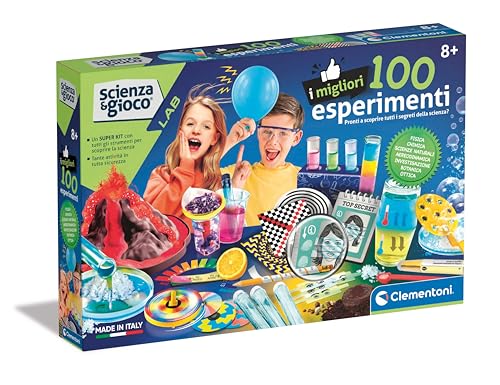 Clementoni Scienza e Gioco Lab - I Migliori 100 Esperimenti, Laboratorio di Scienze Bambini 8+ Anni per Scoprire Discipline Come Chimica, Fisica, Botanica, Gioco Made in Italy, Lingua Italiana, 19395