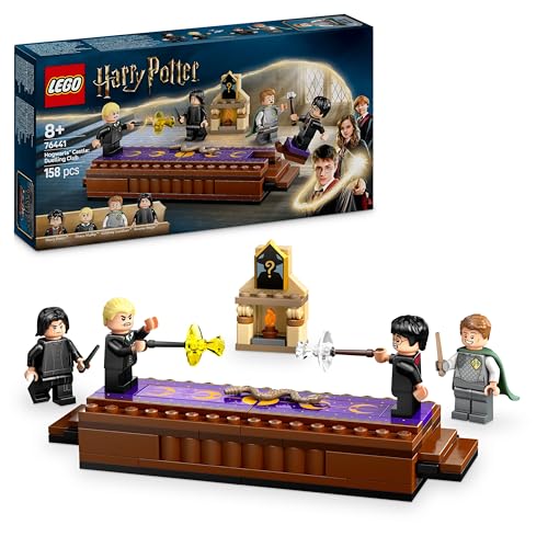 LEGO Harry Potter Castello di Hogwarts Club dei Duellanti, 4 Minifigure di Draco Malfoy, Gilderoy Lockhart e Severus Piton da Collezione, Gioco Magico con Funzione di Ribaltamento, Bambini da 8 Anni