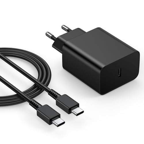 45W Caricabatterie per Samsung, Caricatore USB C Rapido Caricabatteria con 2M Cavo Ricarica Rapida per Samsung Galaxy S25 S24 S23 S22 S21 S20 Ultra Plus/S24+/Note 20/10/A73/A53 USBC Presa Alimentatore