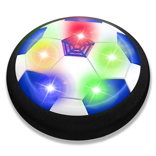 JRD&BS WINL Pallone da Calcio da Casa Fluttuante, Aria Hover Calcio da Interno con LED Luce A Regalo di Compleanno per Un Bambino di 3-12 Anni(Blu 02)