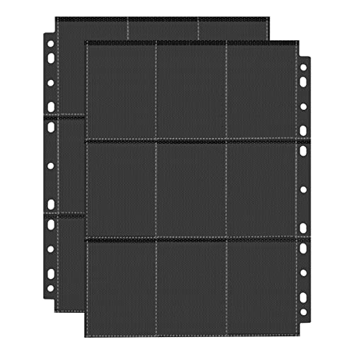 PESLNG Manicotti per carte collezionabili, Nero 40 pagine 720 manicotti per carte collezionabili per cartelle di dimensioni standard, fogli trasparenti neri per una varietà di raccoglitori ad anelli