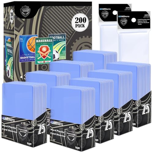 Mlikero 400 Bustine Protettive, Rigidi Card Sleeves Bustine Carte con Protezione UV, Protezione per le Carte Collezionabili, 3x4 Pollici (200 Sleeves Rigide + 200 Sleeves Trasparenti)