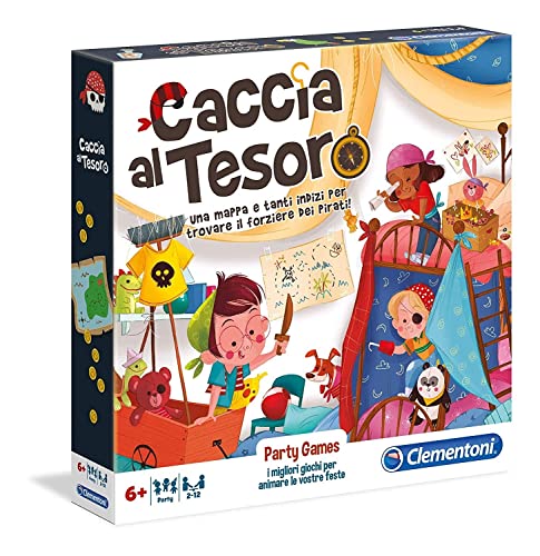 Clementoni - Caccia al Tesoro, Gioco da Tavolo, Party Game per Bambini 6+ Anni e Tutta la Famiglia, 2-12 Giocatori, Più di 80 Indizi e Indovinelli, Made in Italy, Lingua Italiana, 16153
